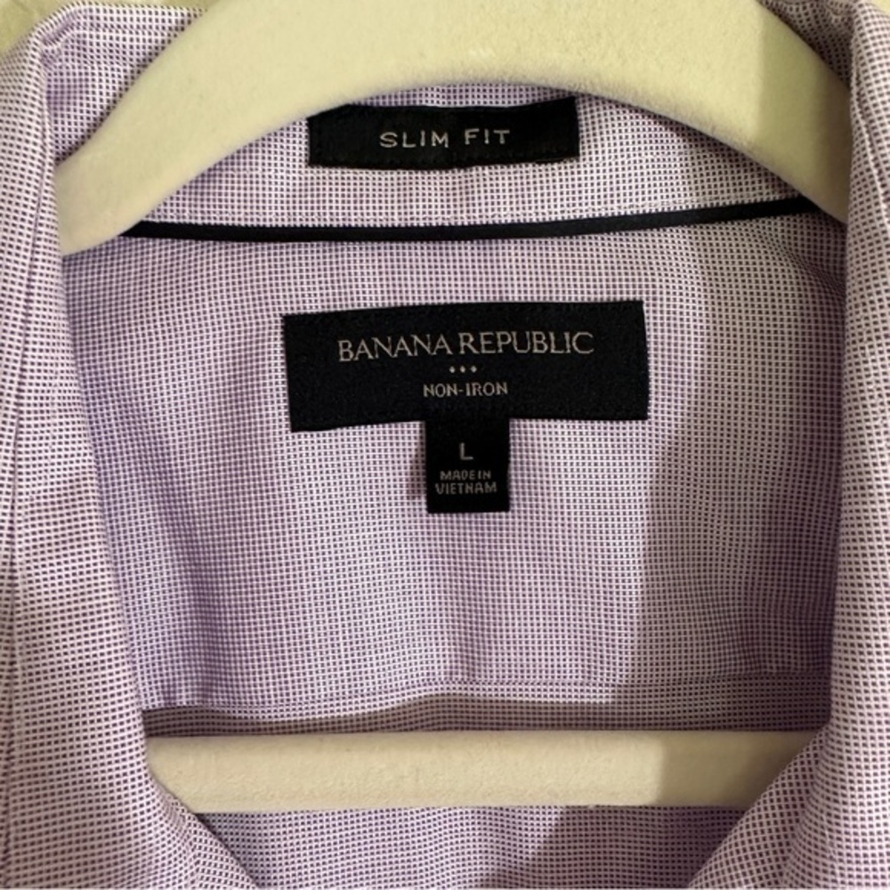 Banana Republic Men's Dress Shirt Non-Iron Burgundy Mini Checked Button Down‎ L - Picture 11 of 12